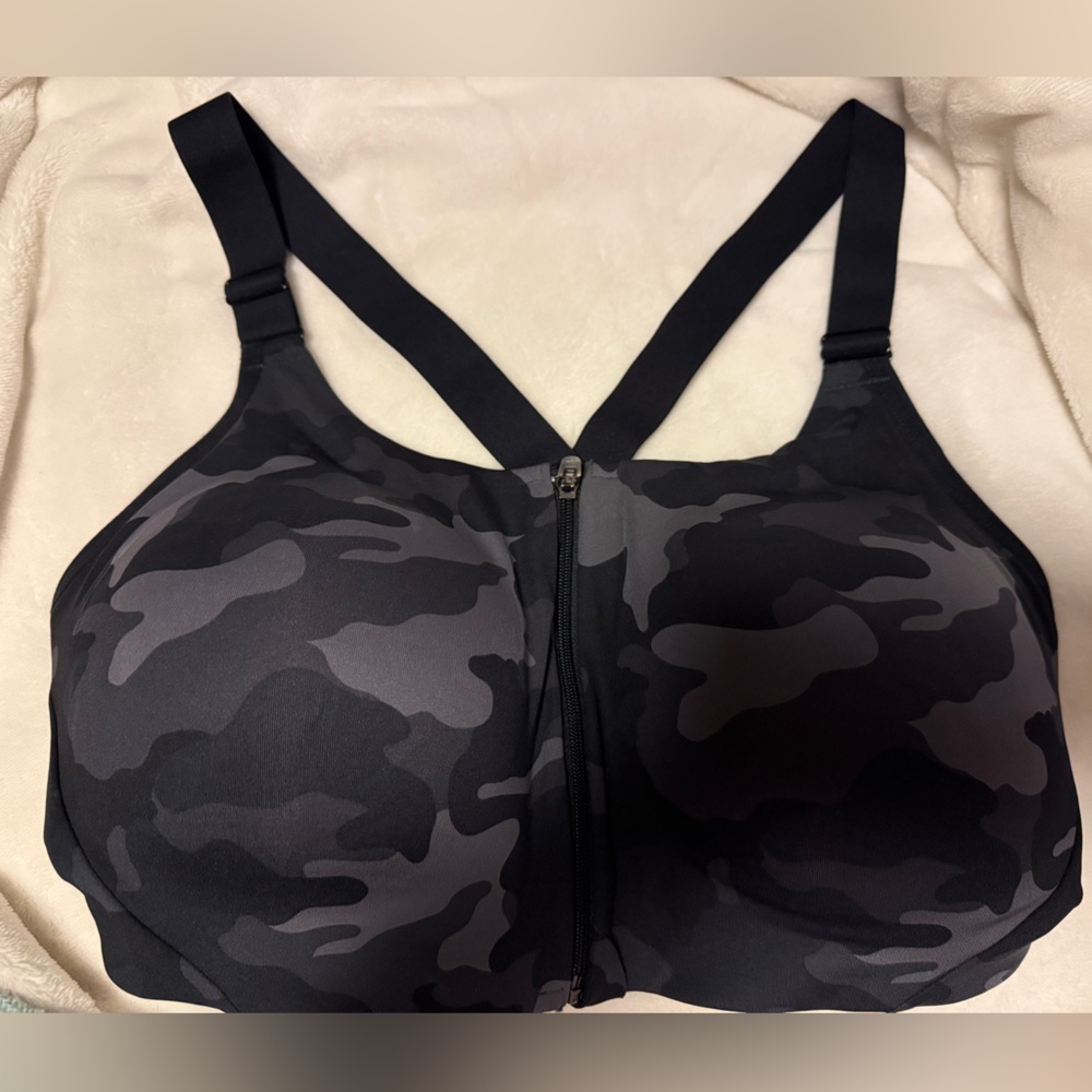 All in Motion Black and Gray Camouflage Sports Bra